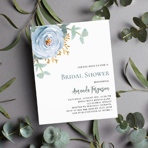 Dusty blue floral Bridal Shower invitation