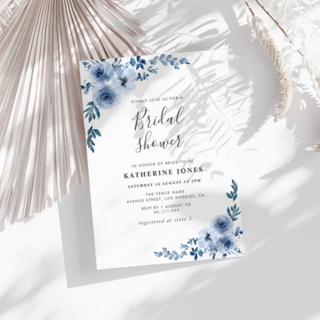 dusty blue floral bridal shower  invitation (Creator Uploaded)
