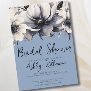 Dusty Blue Floral Bridal Shower Invitation