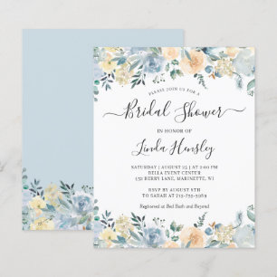 Dusty Blue Floral Bridal Shower Invitation