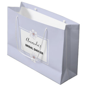 Dusty Blue Floral Bridal Shower Medium Gift Bag