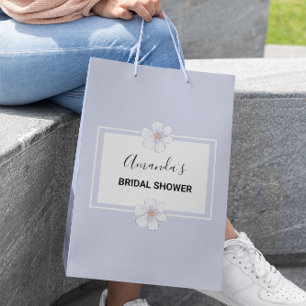 Dusty Blue Floral Bridal Shower Medium Gift Bag