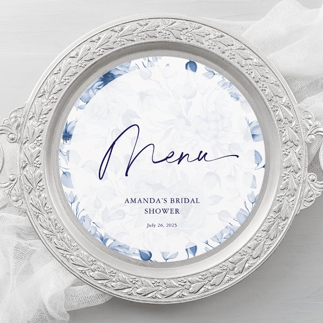 Dusty Blue Floral Bridal Shower Menu (Creator Uploaded)
