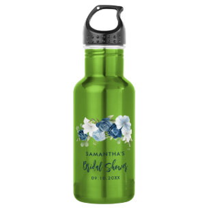 Dusty Blue Floral Bridal Shower Personalised 532 Ml Water Bottle