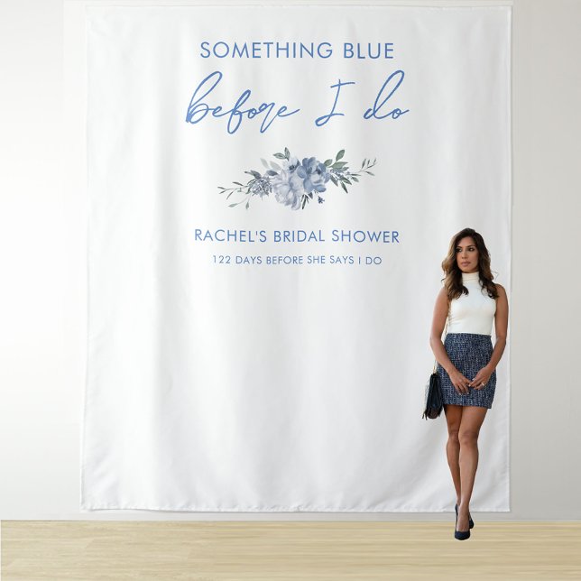 Dusty Blue Floral Bridal Shower Photo Backdrop Tapestry (Creator Uploaded)