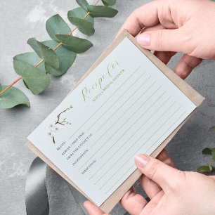 Dusty blue floral bridal shower recipe  enclosure card