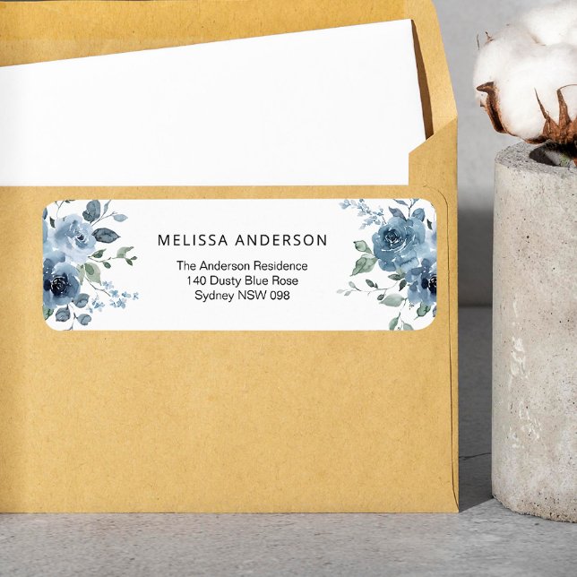 Dusty Blue Floral Bridal Shower Return Address (Creator Uploaded)