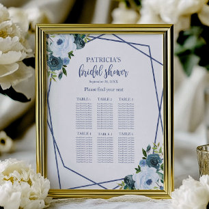 Dusty Blue Floral Bridal Shower Seating Chart