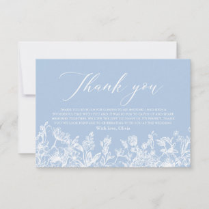 Dusty Blue Floral Bridal Shower Thank You Card