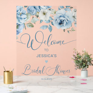 Dusty blue floral bridal shower Welcome Acrylic Sign