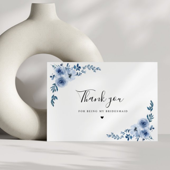 dusty blue floral bridesmaid thank you card (Creator Uploaded)