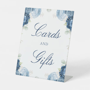 Dusty Blue Floral Cards and Gifts Pedestal Sign