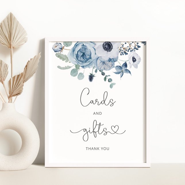 Dusty blue floral cards and gifts poster (Creator Uploaded)