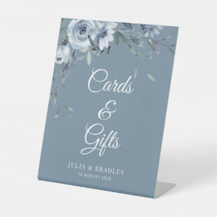 dusty blue floral cards & gifts wedding sign
