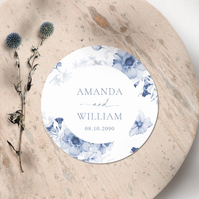 Dusty Blue Floral Couple Name Sticker (Creator Uploaded)