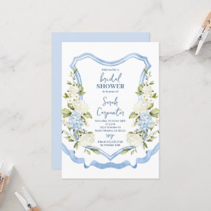 Dusty Blue Floral Crest Bridal Shower Invitation