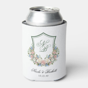 Dusty Blue Floral Crest Wedding Cooler