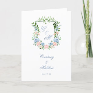 Dusty Blue Floral Crest Wedding Programme