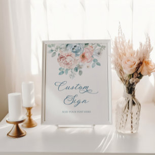 Dusty Blue floral Custom Bridal shower Poster