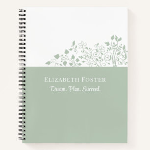 Dusty Blue Floral Customisable Notebook