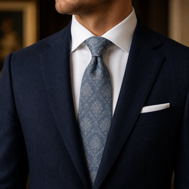 Dusty Blue Floral Damask Tie (Creator Uploaded)