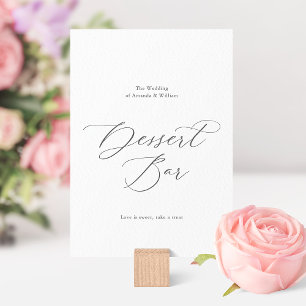 Dusty Blue Floral Dessert Bar Sign Invitation