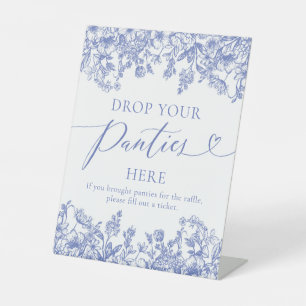 Dusty Blue Floral Drop Your Panties Here Game Sign
