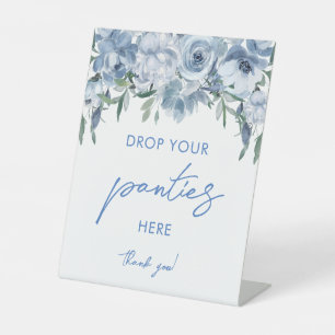 Dusty Blue Floral Drop Your Panties Here Game Sign