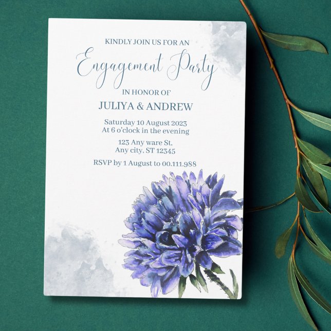 Dusty Blue Floral  Engagement Party  Invitation (Creator Uploaded)