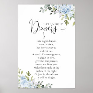 Dusty Blue Floral Eucalyptus Baby Shower Poster