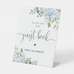 Dusty Blue Floral Eucalyptus Guest Book Sign