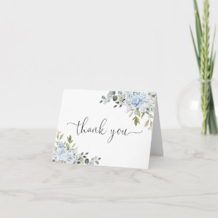 Dusty Blue Floral Eucalyptus Thank You Card