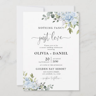 Dusty Blue Floral Eucalyptus Wedding Invitation