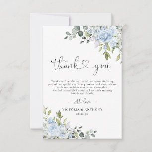 Dusty Blue Floral Eucalyptus Wedding Thank You Card