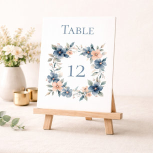 Dusty Blue Floral Event Sign for Table Number