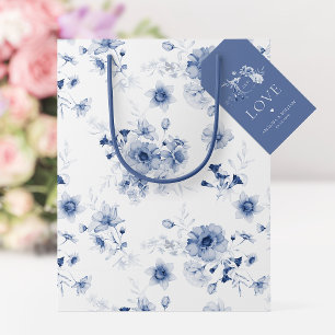 Dusty Blue Floral Favor Tag with “Love”