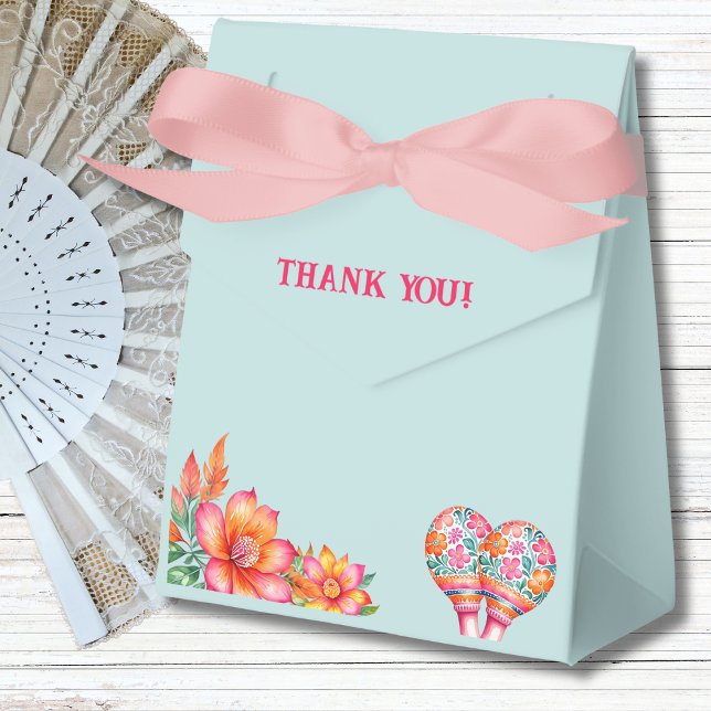 Dusty Blue Floral Fiesta Mexican Baby Shower Favour Box (Creator Uploaded)