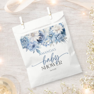 Dusty Blue Floral Flowers Baby Shower Favour Bags