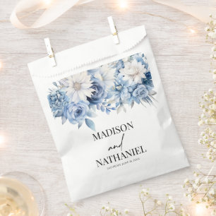 Dusty Blue Floral Flowers Botanical Wedding Favour Bags