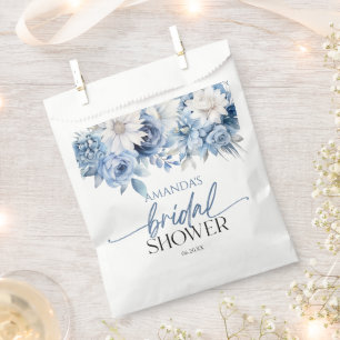 Dusty Blue Floral Flowers Bridal Shower Favour Bags