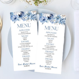 Dusty Blue Floral Flowers Bridal Shower Food Menu