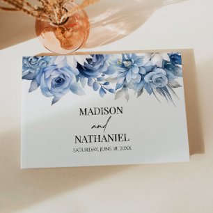 Dusty Blue Floral Flowers Garden Wedding Guest Book