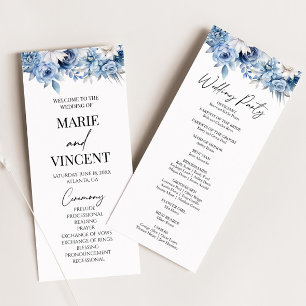 Dusty Blue Floral Flowers Garden Wedding Programme
