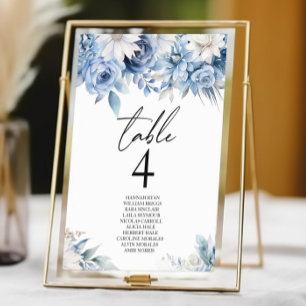 Dusty Blue Floral Flowers Garden Wedding Table Number