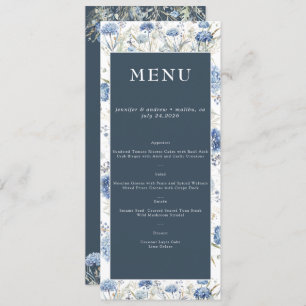 Dusty Blue Floral   Flowers Wedding  Menu