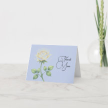 Dusty blue Floral Folded Thank You Card