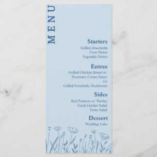 Dusty Blue Floral Food and Drinks Menu