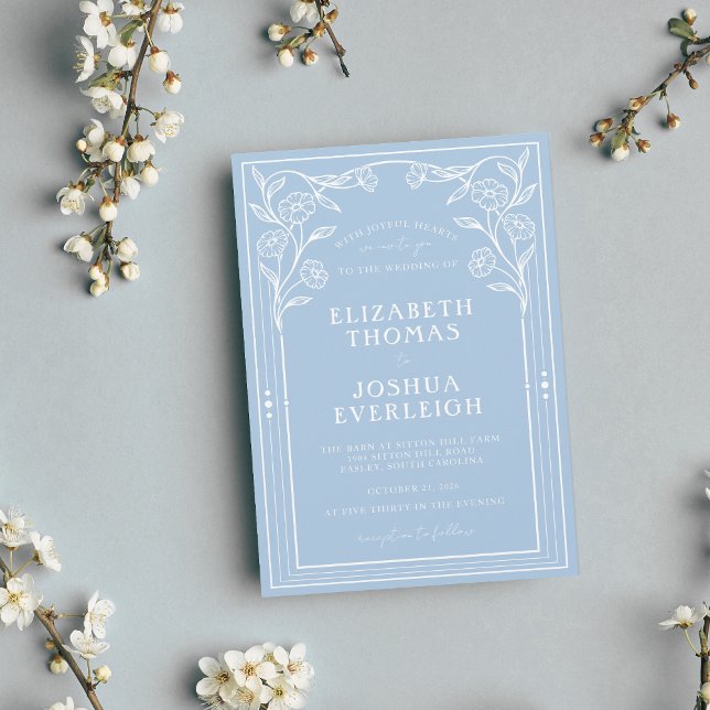 Dusty Blue Floral Fusion Invitation (Creator Uploaded)