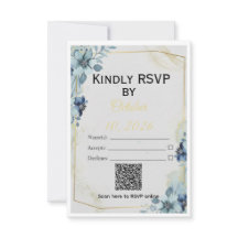 Dusty Blue Floral Gold Geometric Wedding Suite