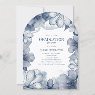 Dusty Blue Floral Graduation Party Arch Invitation